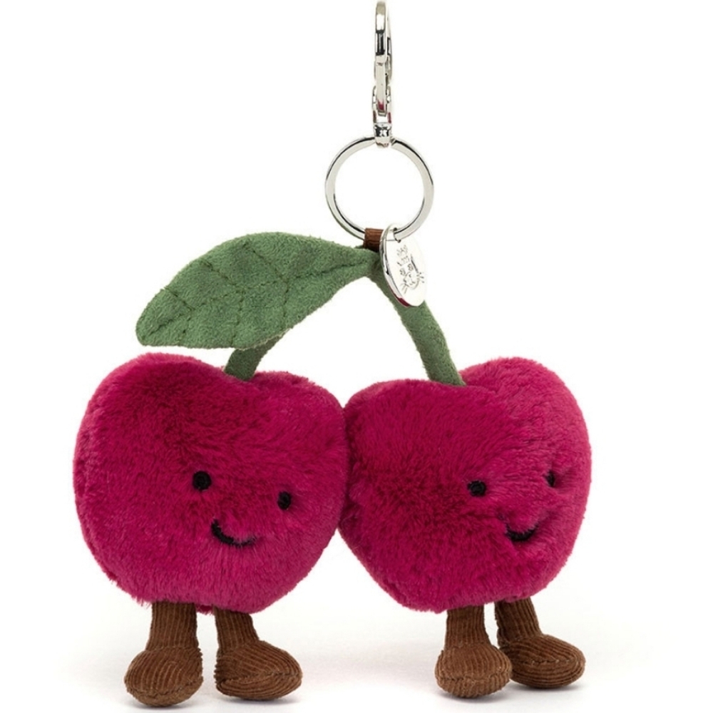 Jellycat Amuseables Cherries Bag Charm 6.3x5.1x2" Soft & Plush NWT Authentic